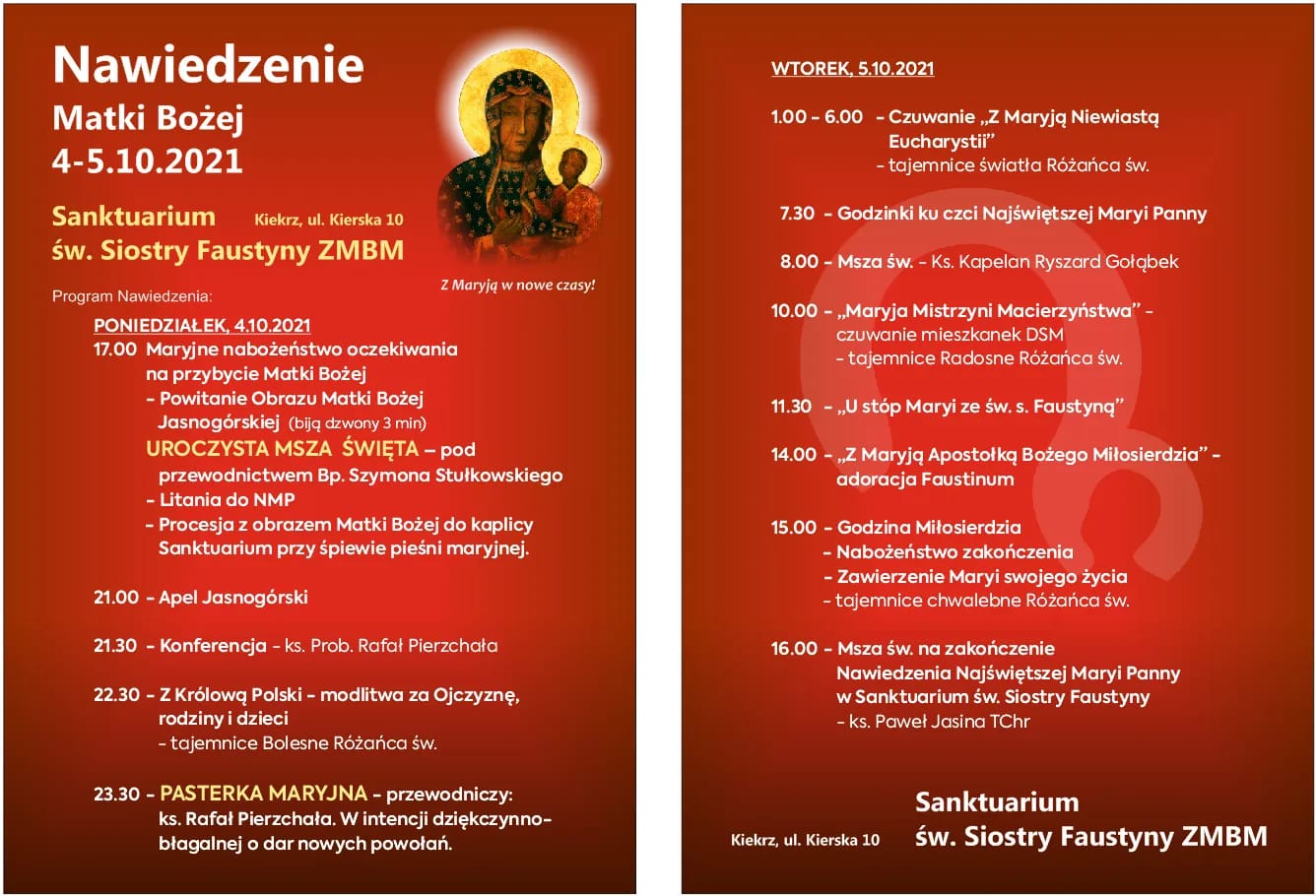 Podziękowanie Za Nawiedzenie Obrazu Matki Boskiej Częstochowskiej Nawiedzenie Kopii Obrazu Matki Boskiej Częstochowskiej | Kiekrz